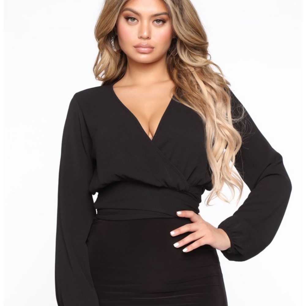 Black wrap style top
